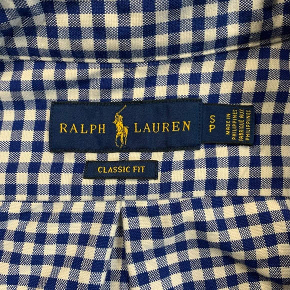 Polo Ralph Lauren Men Small Blue Gingham Checkered Button Down Long Sleeve Shirt - Picture 7 of 9
